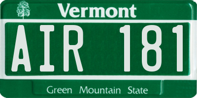 VT license plate AIR181