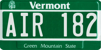 VT license plate AIR182