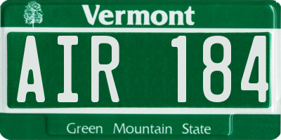 VT license plate AIR184