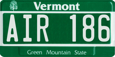 VT license plate AIR186