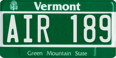 VT license plate AIR189