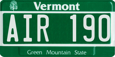 VT license plate AIR190