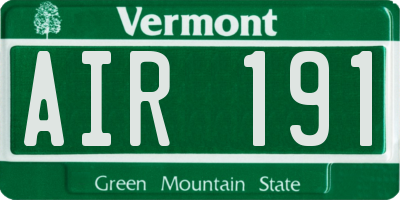 VT license plate AIR191