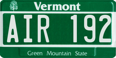 VT license plate AIR192