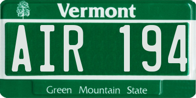 VT license plate AIR194
