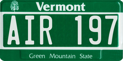 VT license plate AIR197