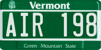 VT license plate AIR198