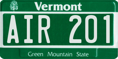 VT license plate AIR201