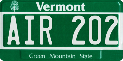 VT license plate AIR202