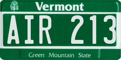 VT license plate AIR213