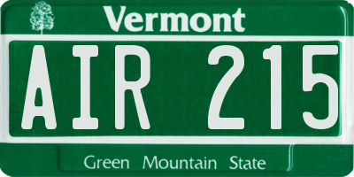 VT license plate AIR215