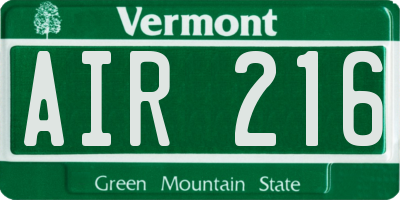 VT license plate AIR216