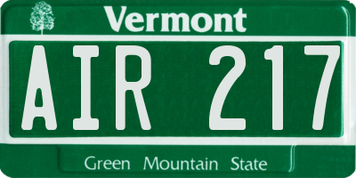 VT license plate AIR217