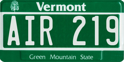 VT license plate AIR219
