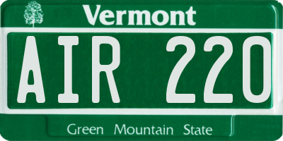 VT license plate AIR220