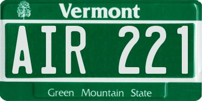 VT license plate AIR221