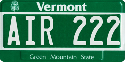 VT license plate AIR222