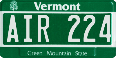 VT license plate AIR224