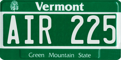 VT license plate AIR225