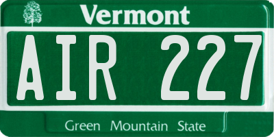VT license plate AIR227