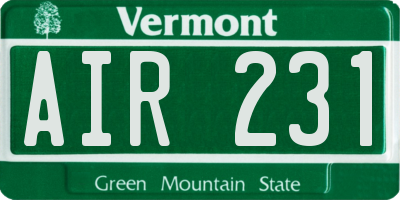 VT license plate AIR231