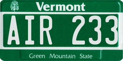 VT license plate AIR233