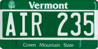 VT license plate AIR235