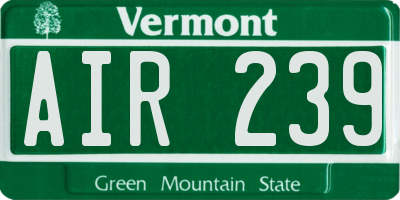 VT license plate AIR239