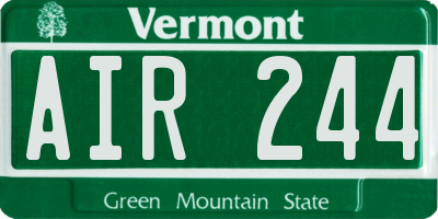 VT license plate AIR244
