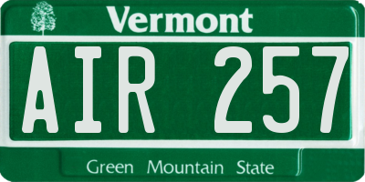 VT license plate AIR257