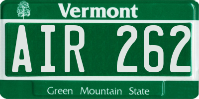 VT license plate AIR262