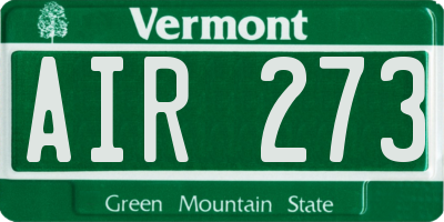 VT license plate AIR273