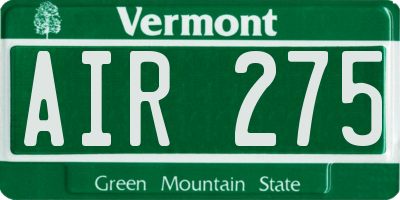 VT license plate AIR275