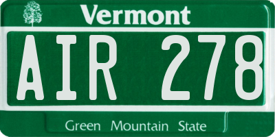 VT license plate AIR278