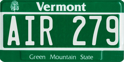 VT license plate AIR279