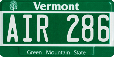 VT license plate AIR286