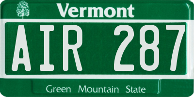VT license plate AIR287