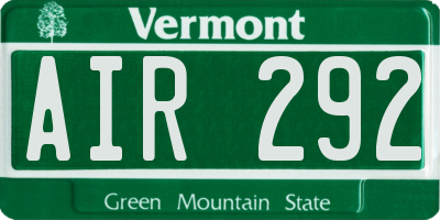 VT license plate AIR292