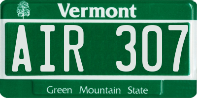 VT license plate AIR307
