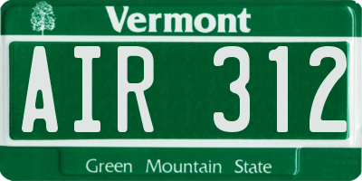 VT license plate AIR312