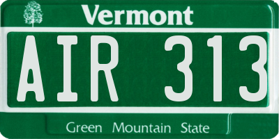 VT license plate AIR313