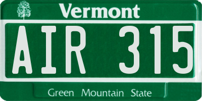 VT license plate AIR315