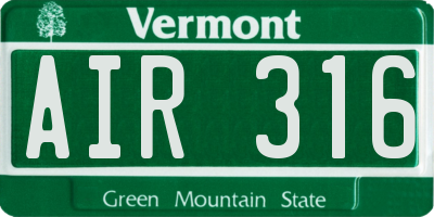 VT license plate AIR316