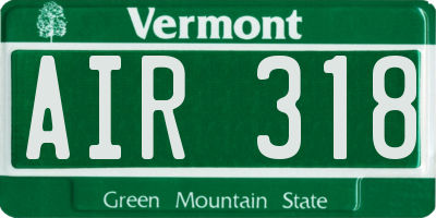 VT license plate AIR318