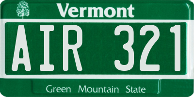 VT license plate AIR321