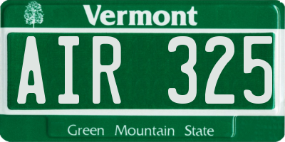 VT license plate AIR325