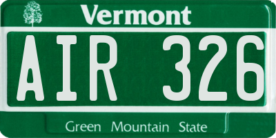 VT license plate AIR326
