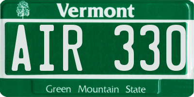VT license plate AIR330