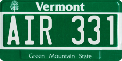 VT license plate AIR331