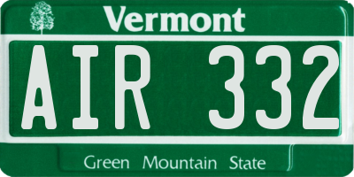 VT license plate AIR332